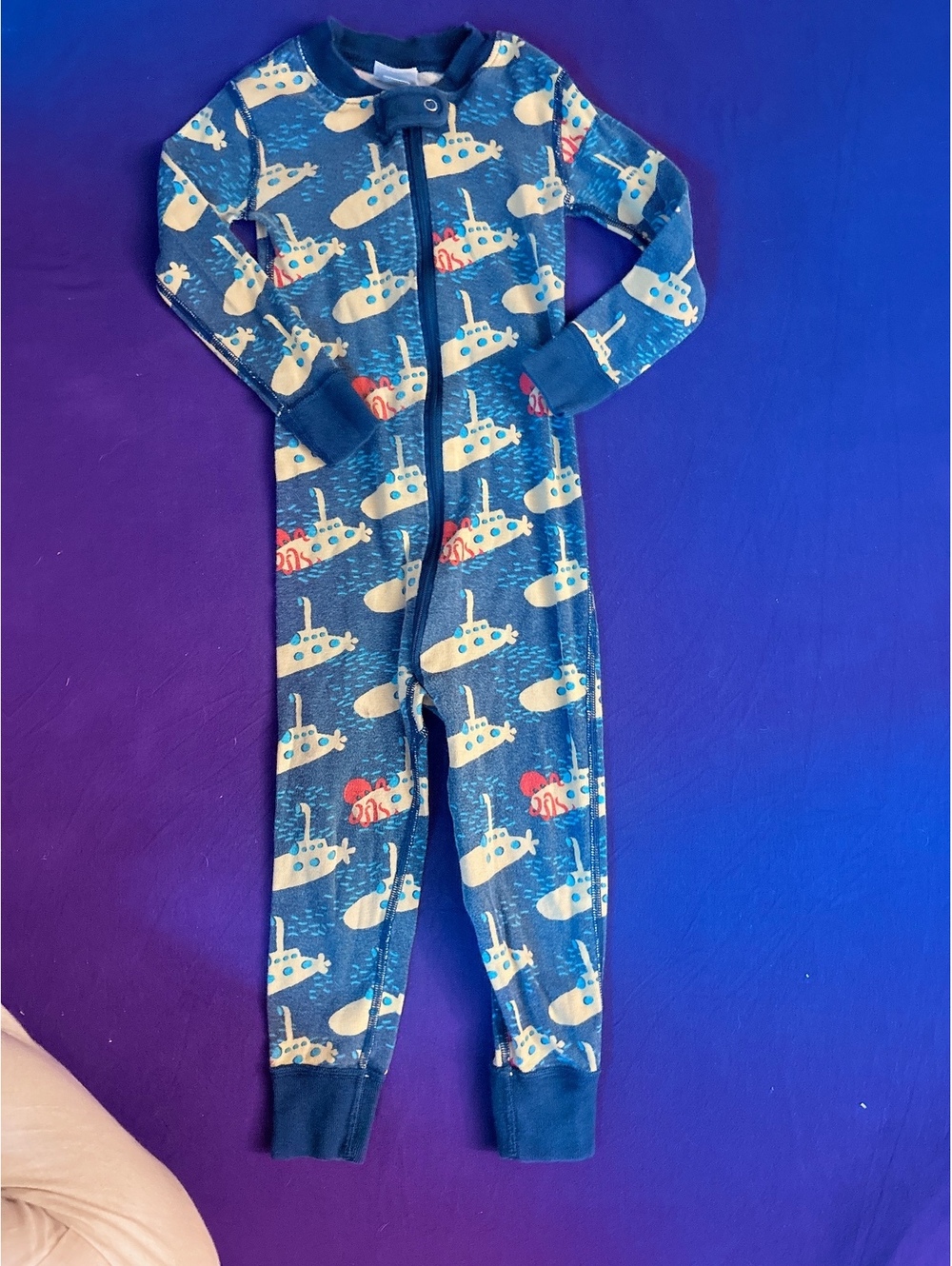 Hanna Andersson blue submarine organic cotton sleeper - 3T